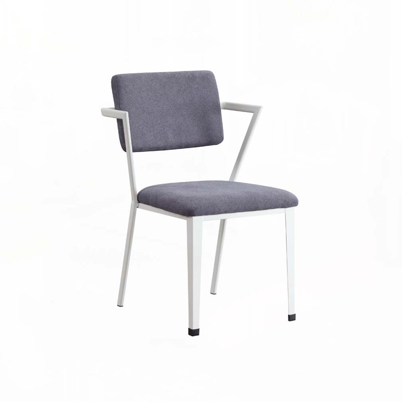 Fabric Upholstered Dining Chair with Upholstered Back,Arm, White