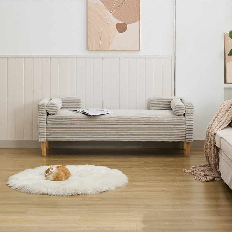 Banc de rangement en tissu, Gris clair