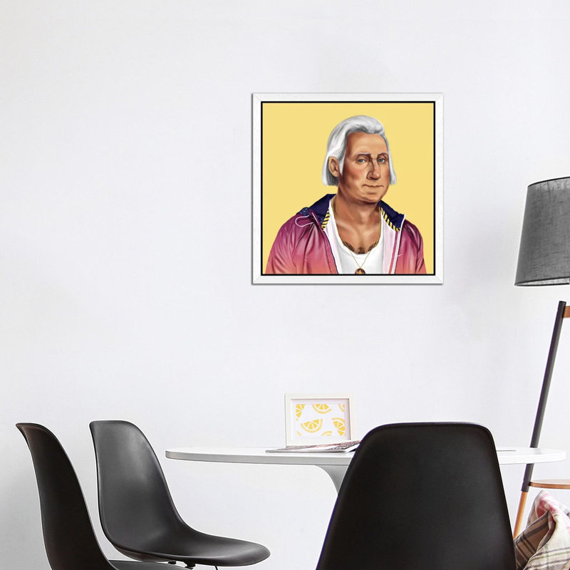 George Washington by Amit Shimoni - Floater Frame Print on Canvas, 66.04 cm H x 66.04 cm W, White Framed