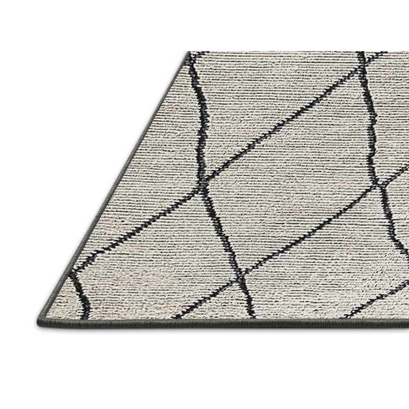 Tapis géométrique beige / noir Botkin, Rectangle 4 pi x 6 pi