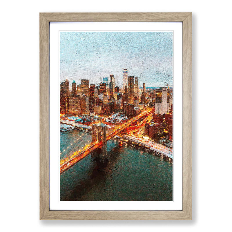 Heading to New York City - Picture Frame Photograph Print, Oak Framed, 65cm H x 48cm W x 2cm D