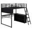 Lit mezzanine en métal avec DEL, bureau et tablettes
