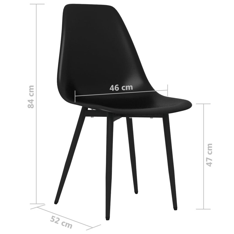 47cm H Side Chair, Black, Black, 4