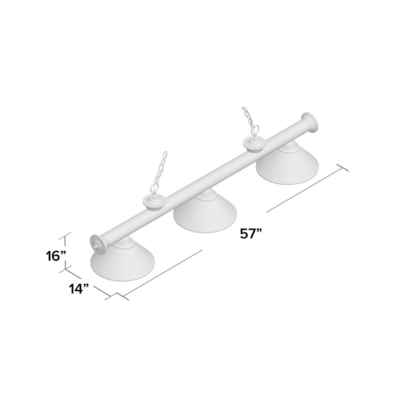 Luminaire suspendu linéaire à 3 lumières pour table de billard Chevelle, Vert foncé, Bronze