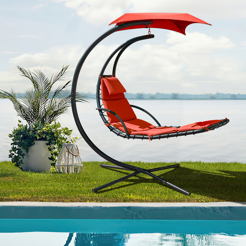 Chaise longue suspendue avec support Gellert, Orange