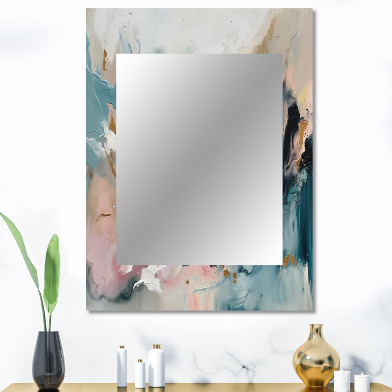 Delicate Brushstrokes, peinture abstraite V - peinture abstraite, miroir mural moderne unique, impression sur métal