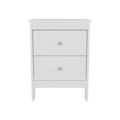 FM FURNITURE Nogales NightStand with 2 Drawers, Withe