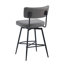  Ensemble de 2 tabourets de comptoir pivotants 26 po, ensemble de 2 chaises de bar rembourrées en polyuréthane avec pieds en fer et repose-pieds, gris-1195489229