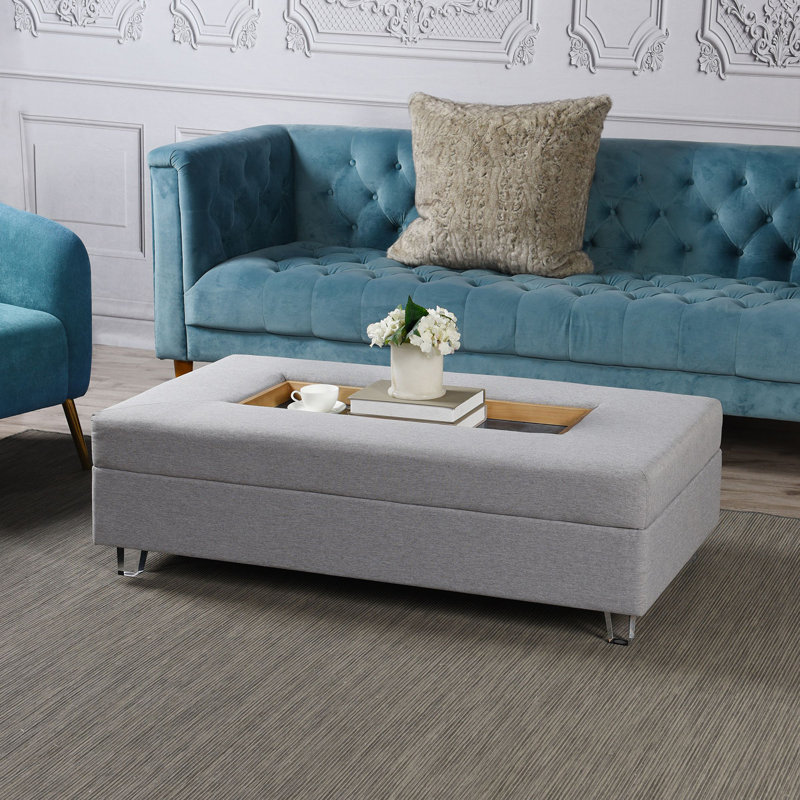 Table basse Austin Allen James - Rectangulaire - Revêtement gris avec pieds en acrylique transparent