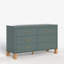 Commode 6 tiroirs Mid-Century avec poignées en métal et pieds en bois massif