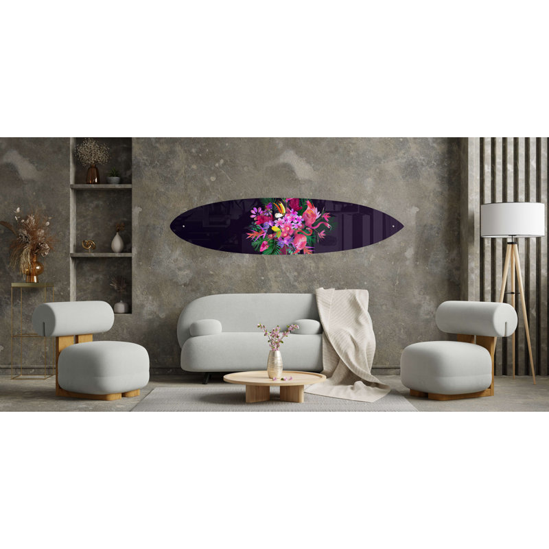 Décoration murale fleurs et oiseaux exotiques