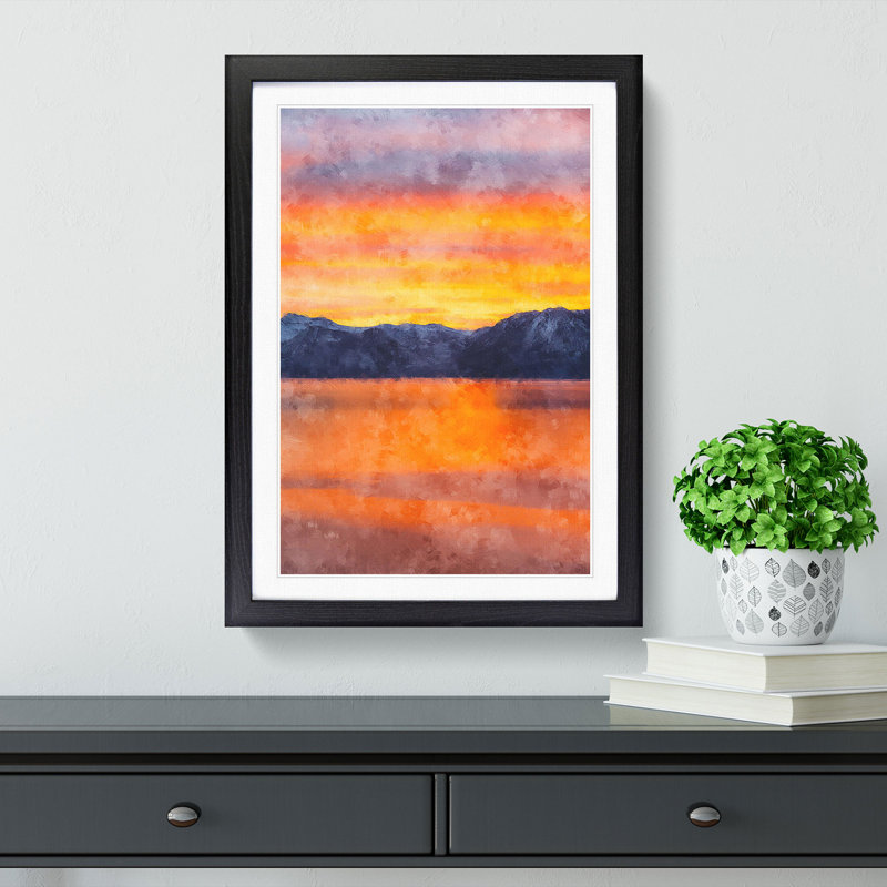 Sunshine over the Mountains - Framed Print, 87cm H x 62cm W x 2cm D, Black Framed