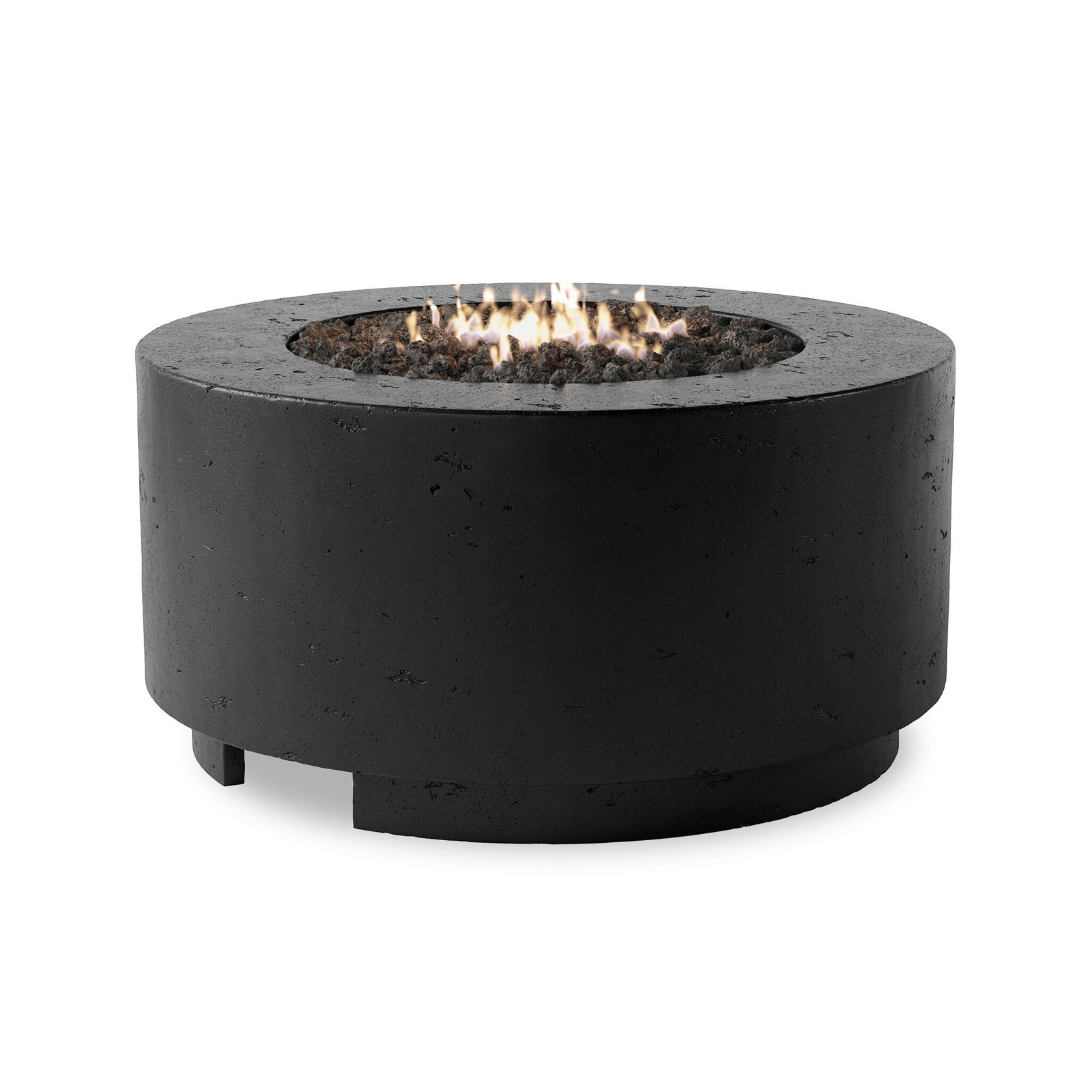 Round Fire Pit Table, Natural Gas, Black