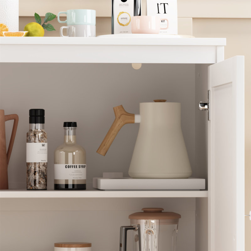 Armoire de cuisine avec portes doubles, armoire à café avec tablettes réglables, buffet pour la salle à manger, le salon ou le vestibule, armoire blanche moderne