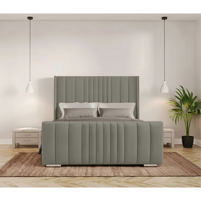 Schwamm Upholstered Bed Frame, Double (4'6), Asphalt