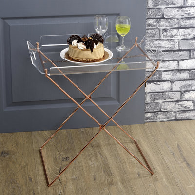 Clear Acrylic And Tray Table With Stylish Design Contemporary Copper For Practical Office Use