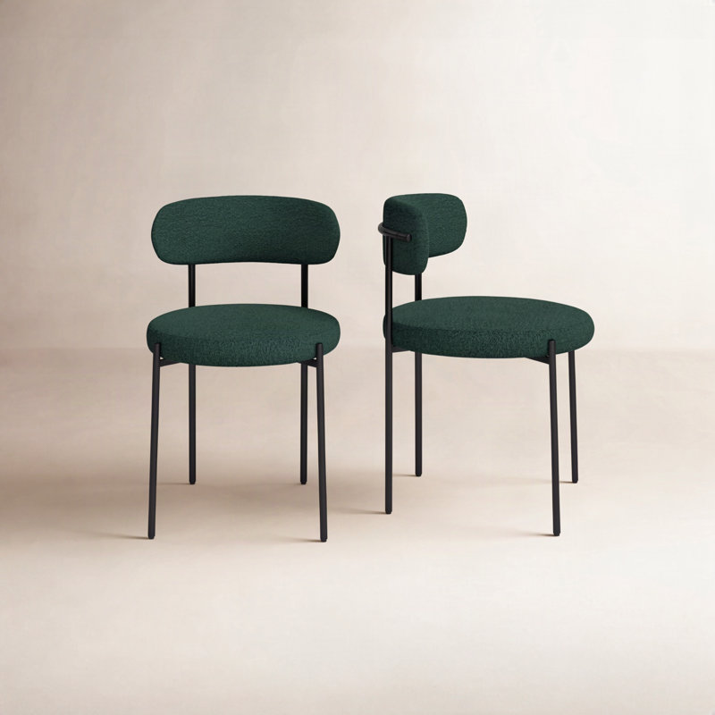 Chaise d'appoint Sherwood, Boucle verte, Noir mat