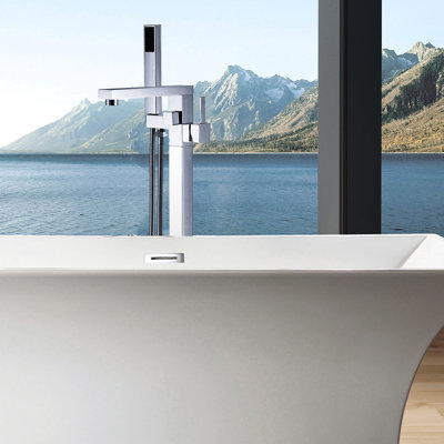 Robinet de baignoire autoportant avec douche à main - construction métallique, 5,9 po Hauteur pour une fabrication pratique, débit optimal de 3,9 gal / min