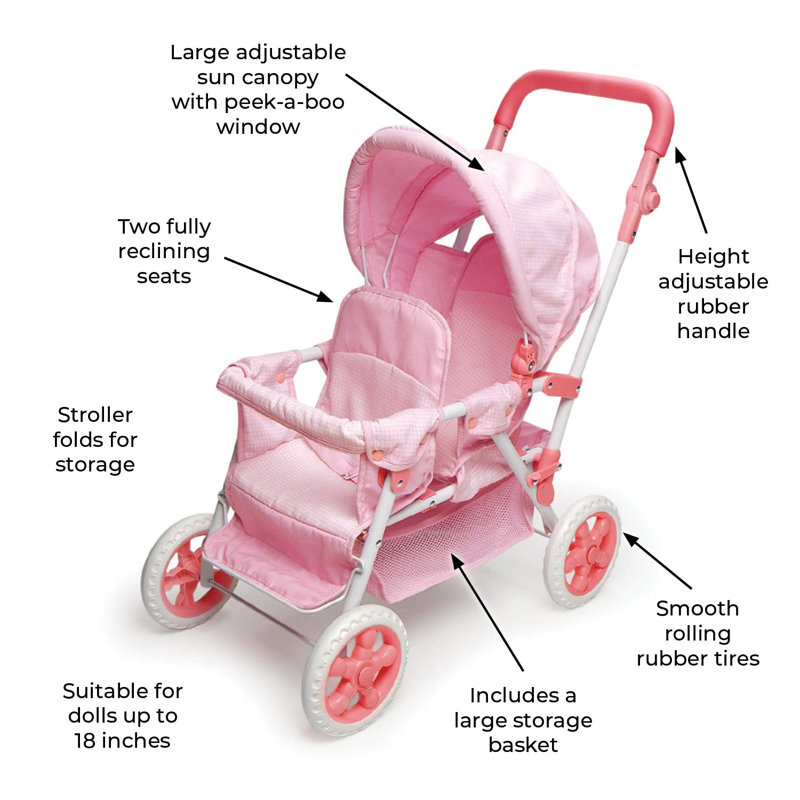Folding Double Front-to-Back Doll Stroller