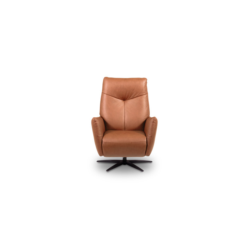Luxor Genuine Leather Swivel Electric Recliner, Cognac
