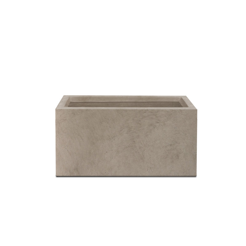 Handmade Pot Planter, Weathered Concrete, 15.7" H x 31.4" W x 12.7" D