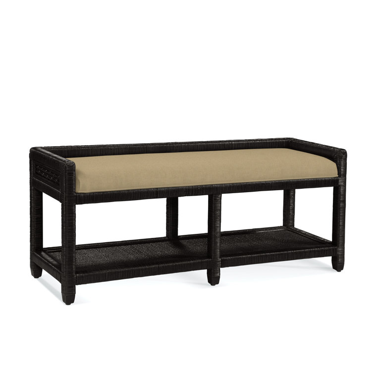 Glinda Wicker Shelves Storage Bench