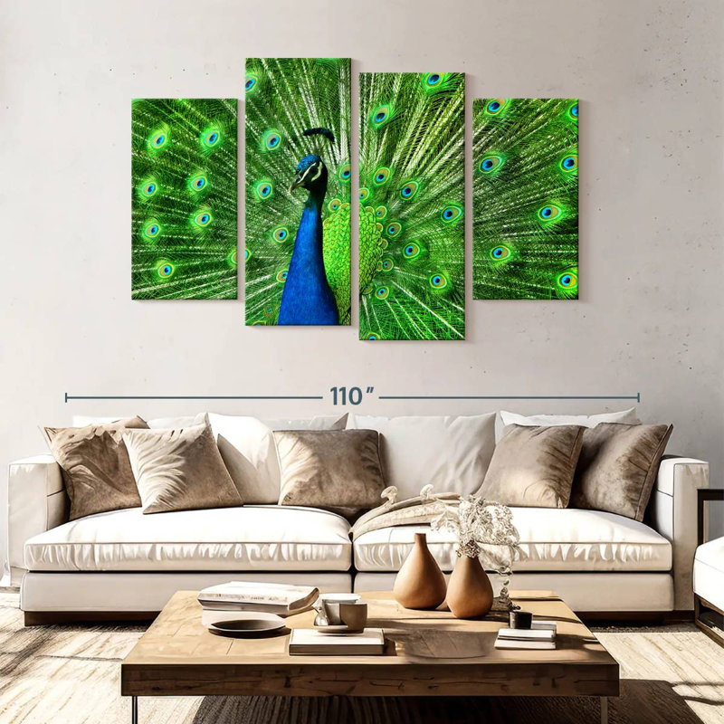 Brampt Chartreuse Green Peacock Feather, 54" H x 84" W