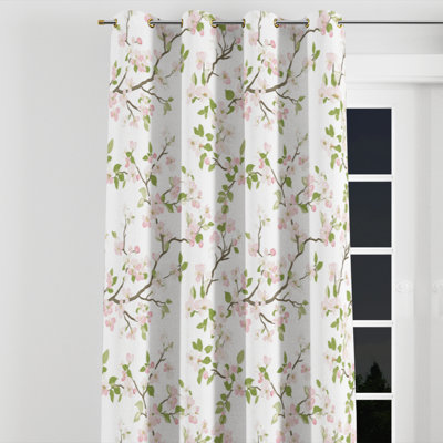 Panneaux de rideaux à motif floral - Rideau à œillets à fleur rose - 1 panneau
