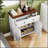Farmhouse Storage Cabinet with Drawer and Adjustable Shelf, White Kitchen Cabinet with Walnut Countertop, Modern Coffee Bar Console for Multiple Rooms-1100825067