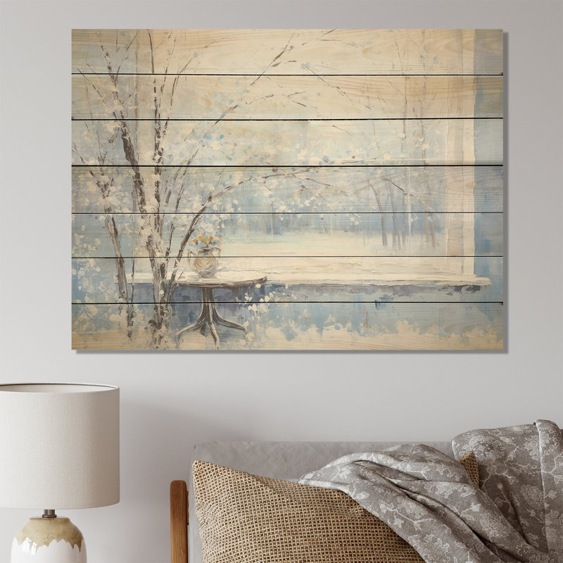 «Winter Landscape Snowfall Forest II - Winter Landscape on Wood Print», H 30 po x l 40 po x P 0,78 po