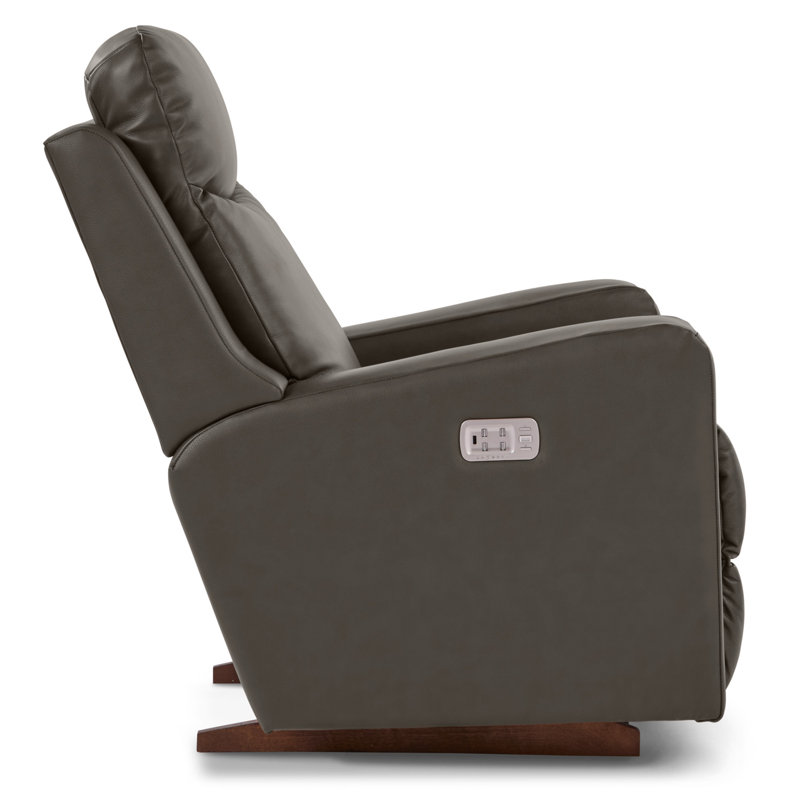 Emmons Leather Rocker Recliner, Pewter