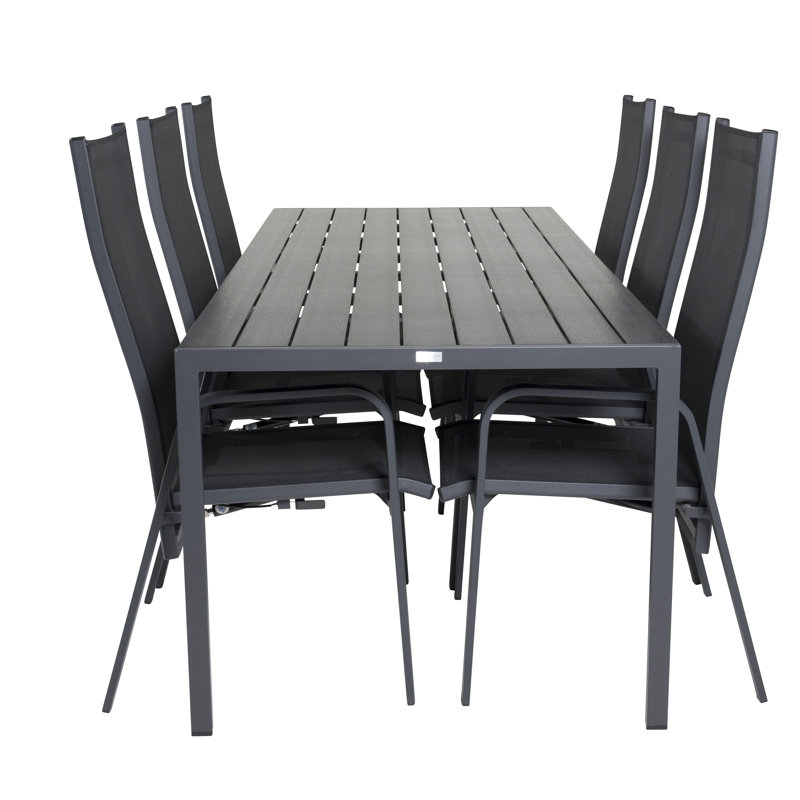 Hiran 6 - Person Patio Dining Set with Rectangular Table