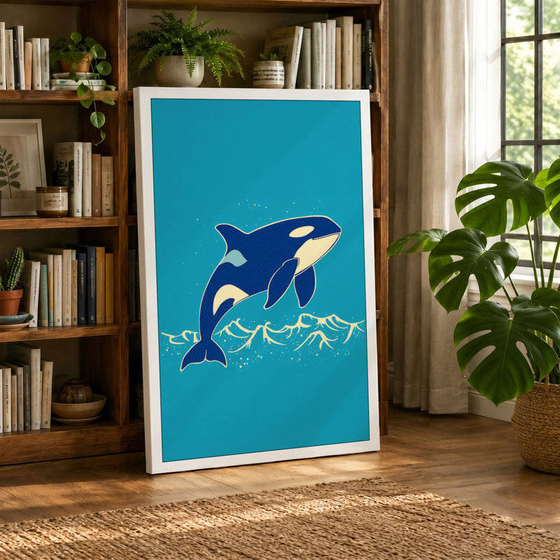 Leaping Orca Coastal - Wrapped Canvas, 30x20 - 76.2 x 50.8 cm, Black Border