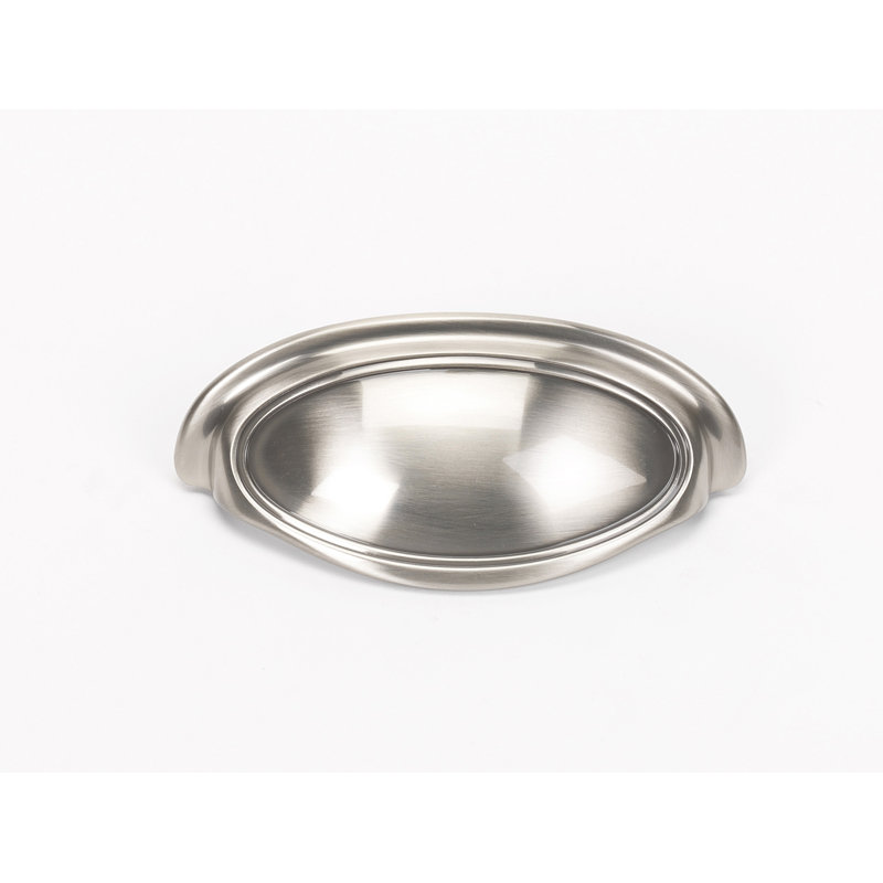 Classic Traditional Cup / Bin Pull, Satin Nickel