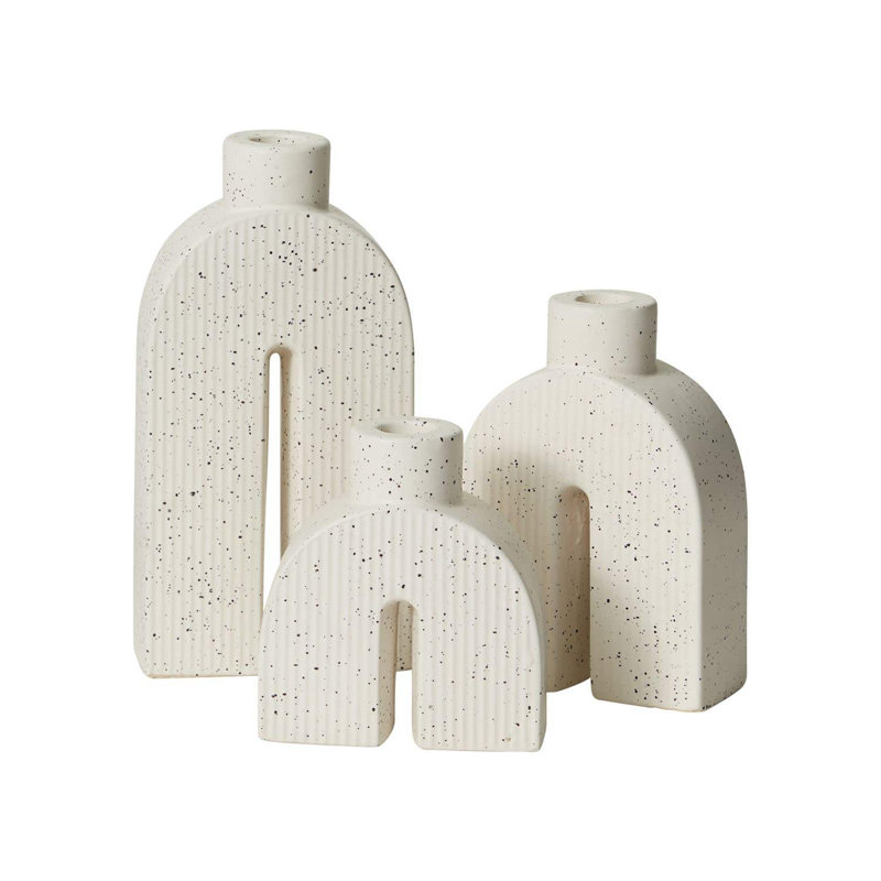 Ceramic Tabletop Candlestick, 6.5" H x 4.5" W x 2" D