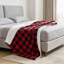 Red And Black Grid Soft Sherpa Fleece Fur Thick Dual Sided Reversible Throw Blanket.-125280251