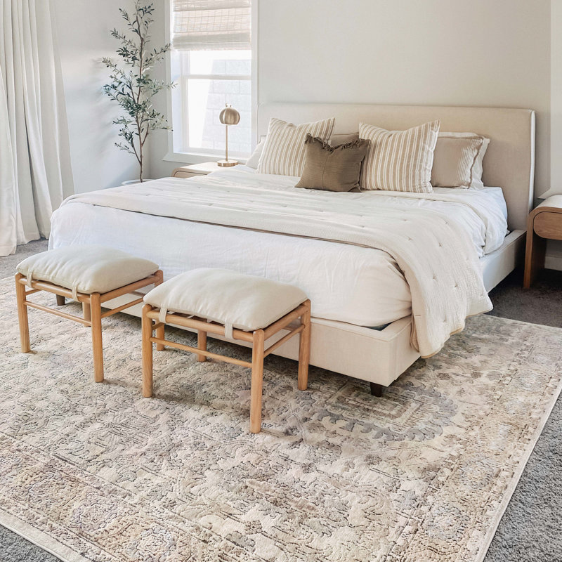 Tapis oriental ivoire / sable Sagefield, Rectangle 5 pi 3 po x 7 pi 6 po