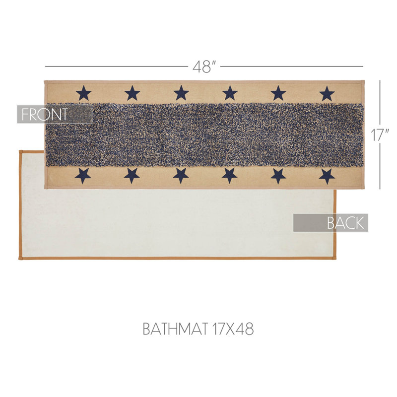 Cotton Blend Non-Slip Bath Mat, 17"W x 48"L