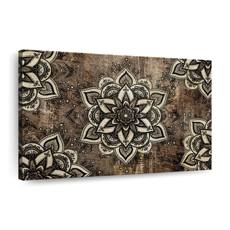 Impression sur toile Floral Mandalas géométriques, H 16 po x l 24 po x P 1,25 po