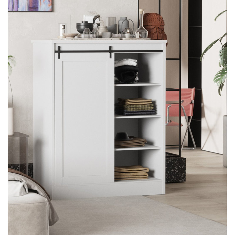 Gentleman 5-drawer Chest With Sliding Door, White