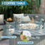 Ensemble de conversation courbé demi-lune pour 4 personnes avec table de foyer et table d'appoint Meredithe-100782443