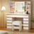 Adriel 43.3" Makeup Vanity Desk With Sliding Mirror & LED Lights, Power Outlet, Detachable Jewelry Box, 11 Drawers
