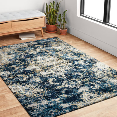 Bleu oriental/Tapis décoratif gris Wainwright