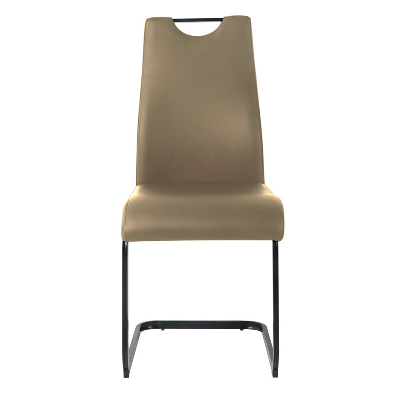 Stuhl 48cm H Upholstered Metal Cantilever Chair, Taupe