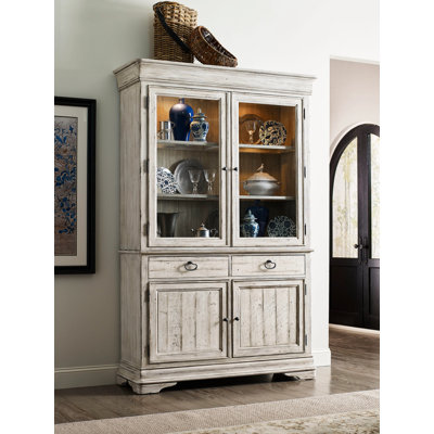 Sunset Trading Oak Selections Wood Keepsake Buffet And Lighted Hutch In Oak Dlu 19 Bh Lo