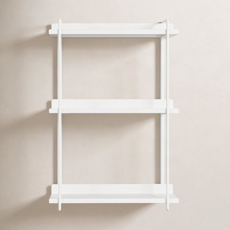 Bellamy Rectangular Metal Floating Shelf, White