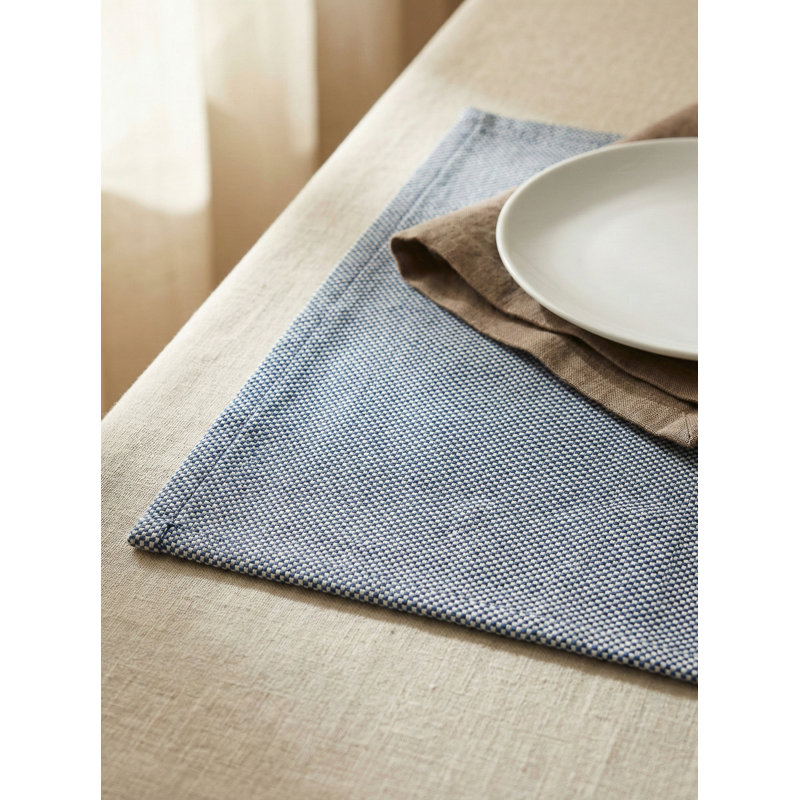 Navy Blue Horizon Weave Indoor Outdoor Placemat, Blue