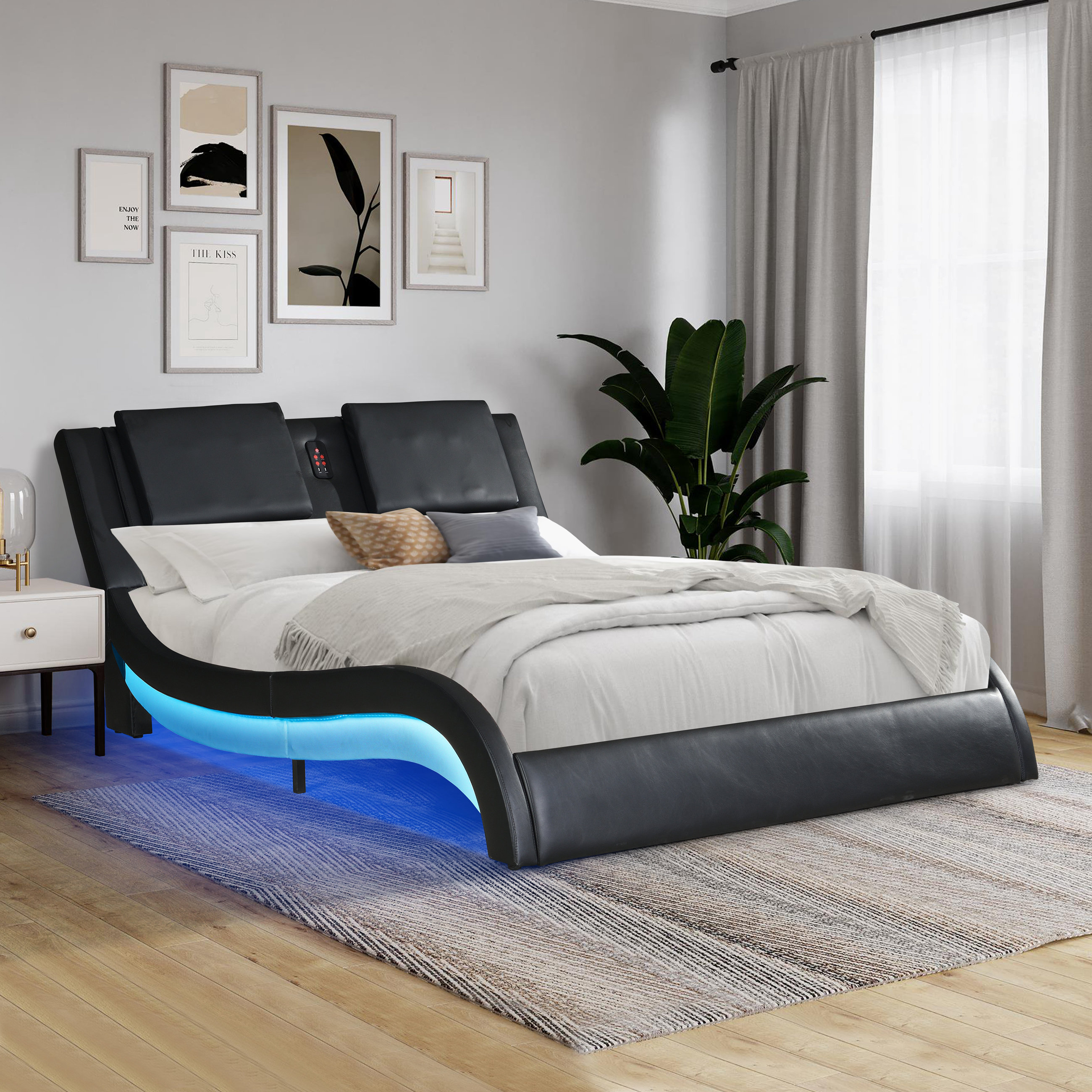 Hayton upholstered deals led platform bed