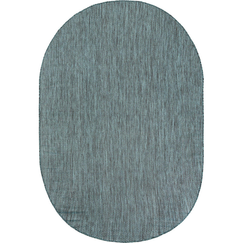 Sevim Teal Indoor / Outdoor Area Rug, Oval 4'1" x 6'1"