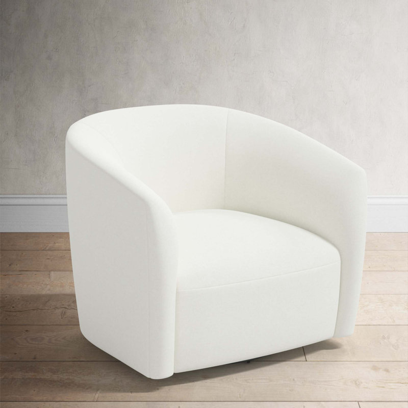 Marita 32" Barrel Chair, Zuma White Textured Linen